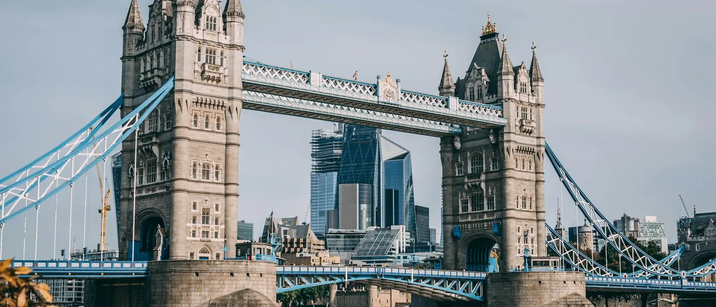 Tower Bridge and the City of London on a bright day